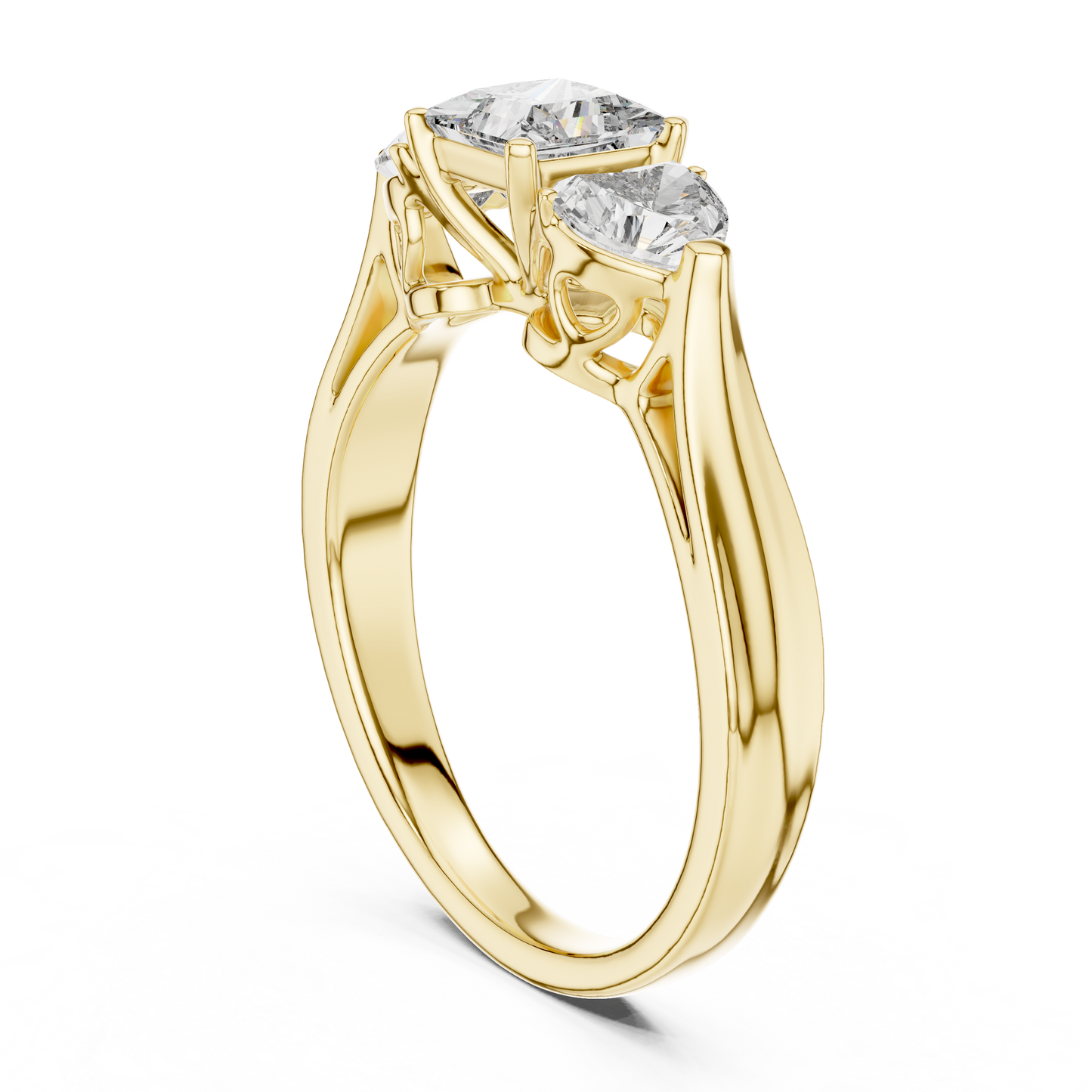Classic Princess And Heart Cut Three Stone Engagement Ring 1.2 CTW