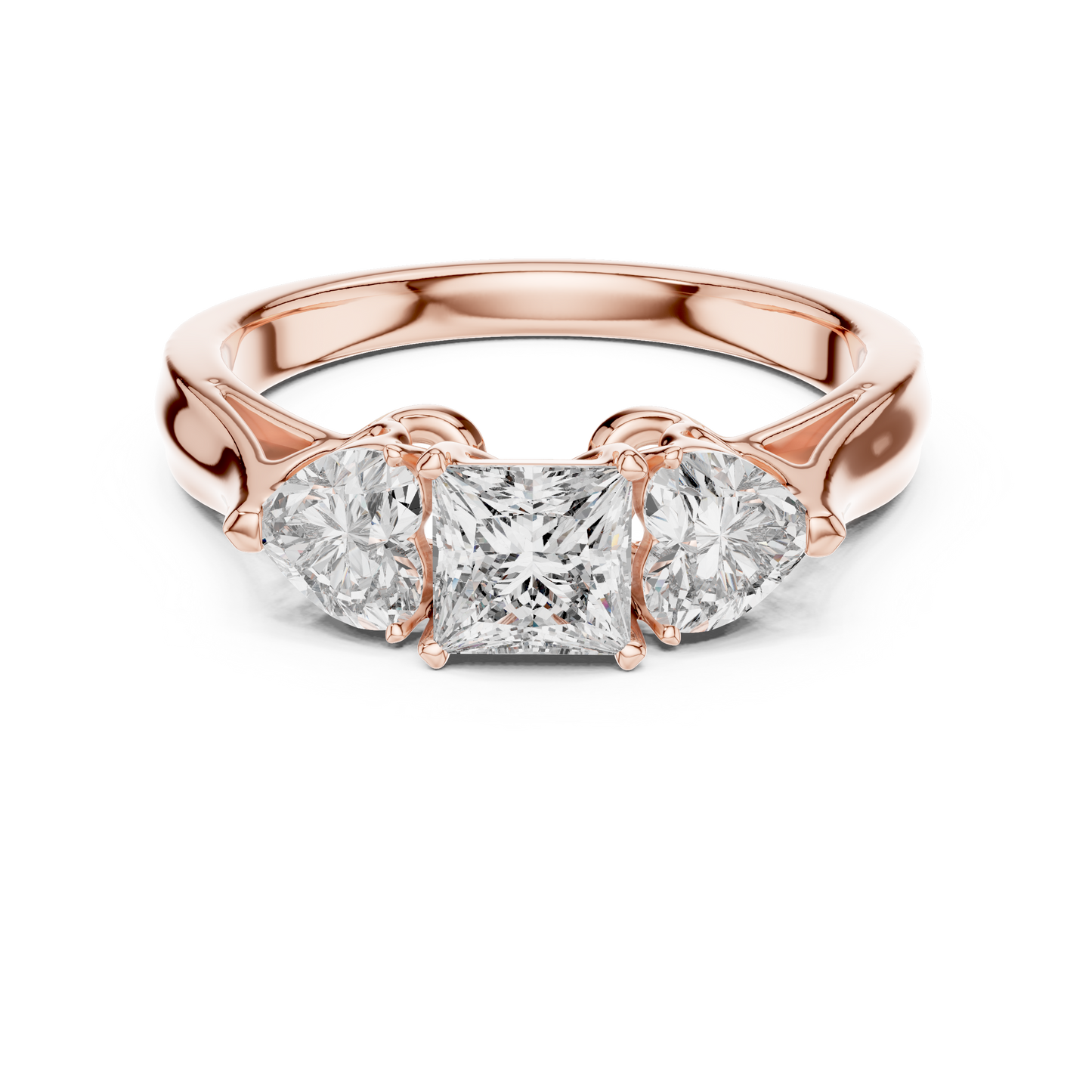 Classic Princess And Heart Cut Three Stone Engagement Ring 1.2 CTW