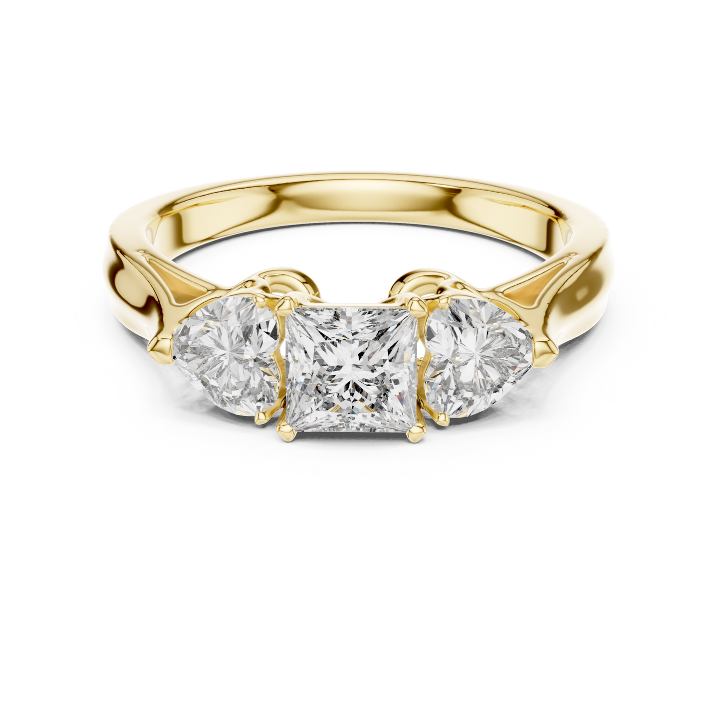 Classic Princess And Heart Cut Three Stone Engagement Ring 1.2 CTW