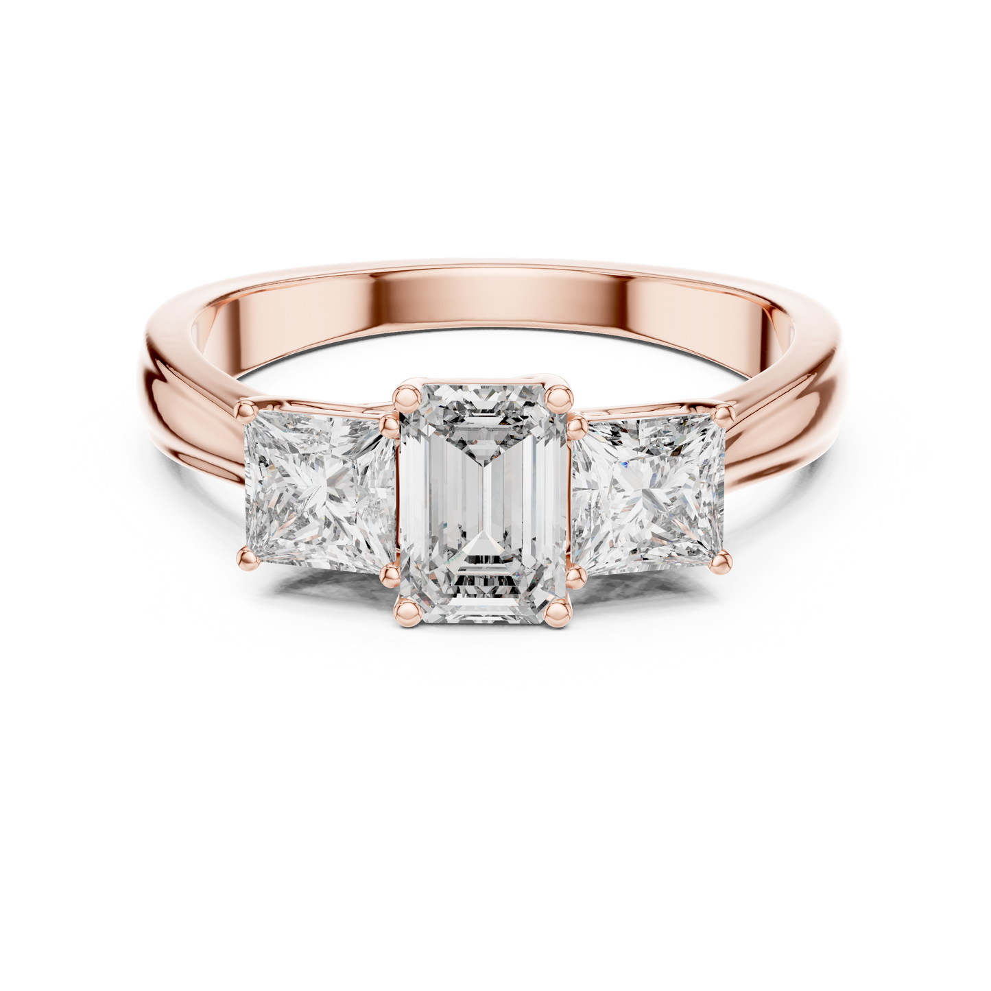 Classic Emerald And Princess Cut Three Stone Engagement Ring 1.2 CTW