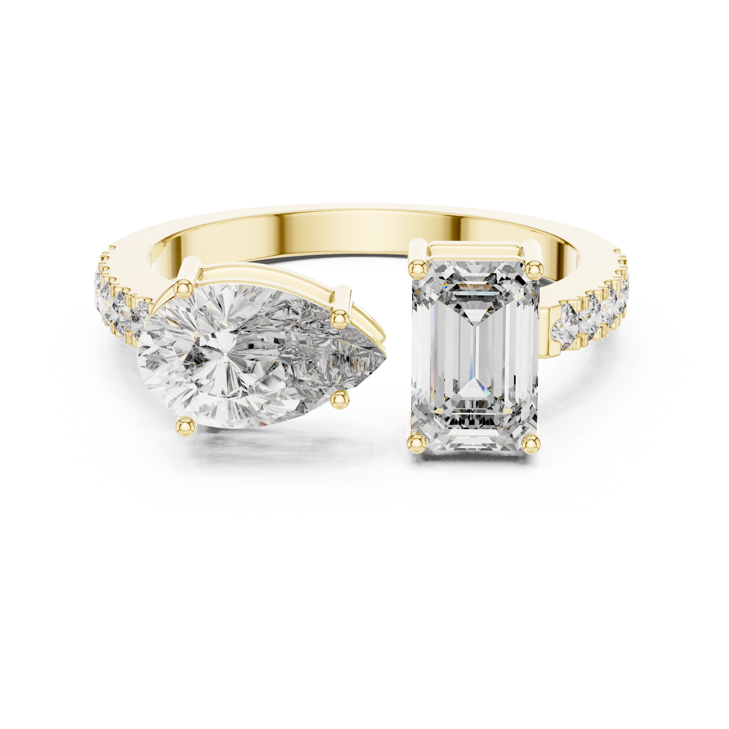 Pear & Emerald Half Pave Ring
