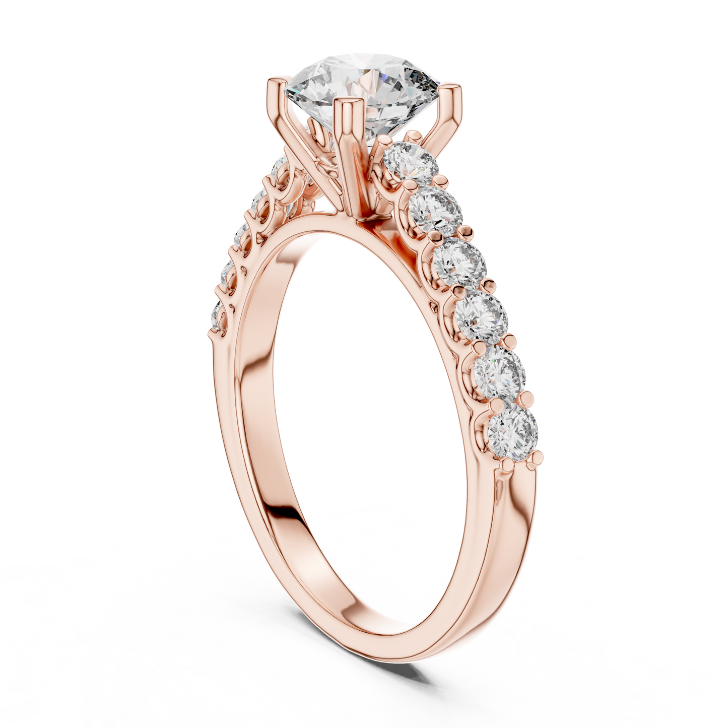 Round Pave Cathedral Solitaire Ring 1.5 CTW