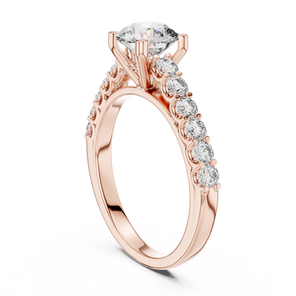 Round Pave Cathedral Solitaire Ring 1.5 CTW