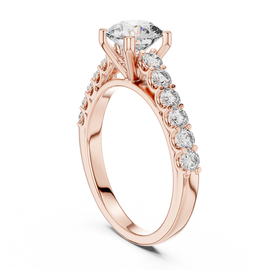Round Pave Cathedral Solitaire Ring 1.5 CTW