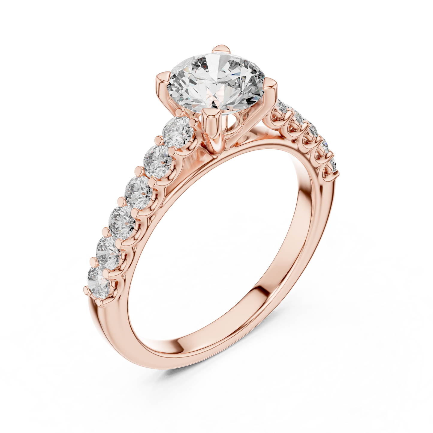Round Pave Cathedral Solitaire Ring 1.5 CTW