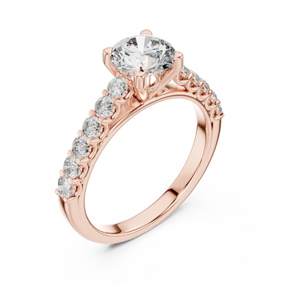 Round Pave Cathedral Solitaire Ring 1.5 CTW