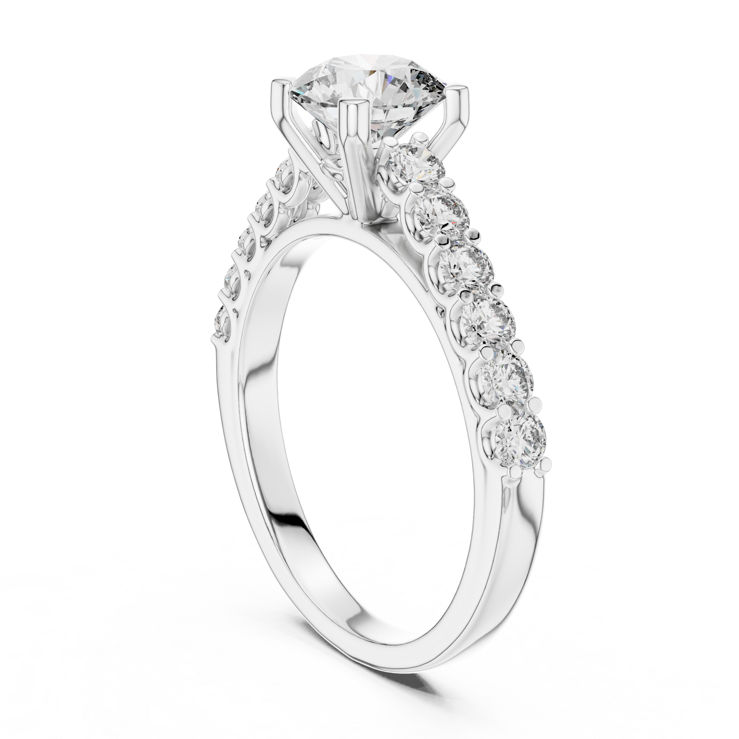 Round Pave Cathedral Solitaire Ring 1.5 CTW