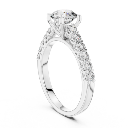 Round Pave Cathedral Solitaire Ring 1.5 CTW