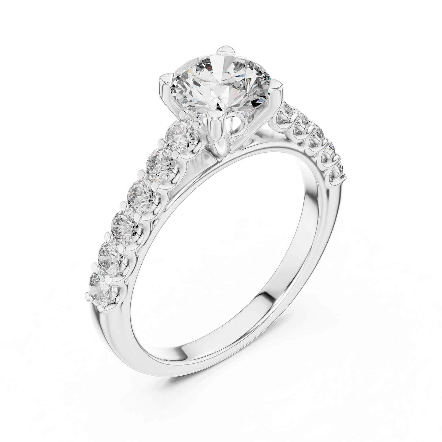Round Pave Cathedral Solitaire Ring 1.5 CTW