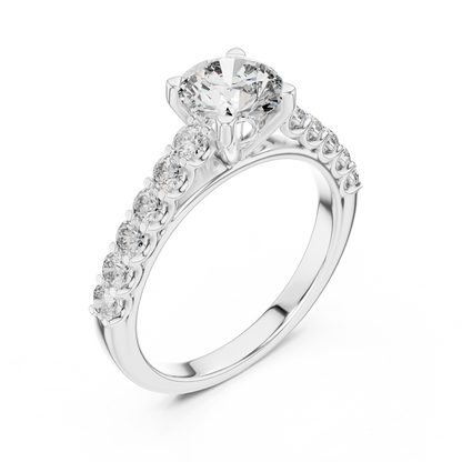 Round Pave Cathedral Solitaire Ring 1.5 CTW
