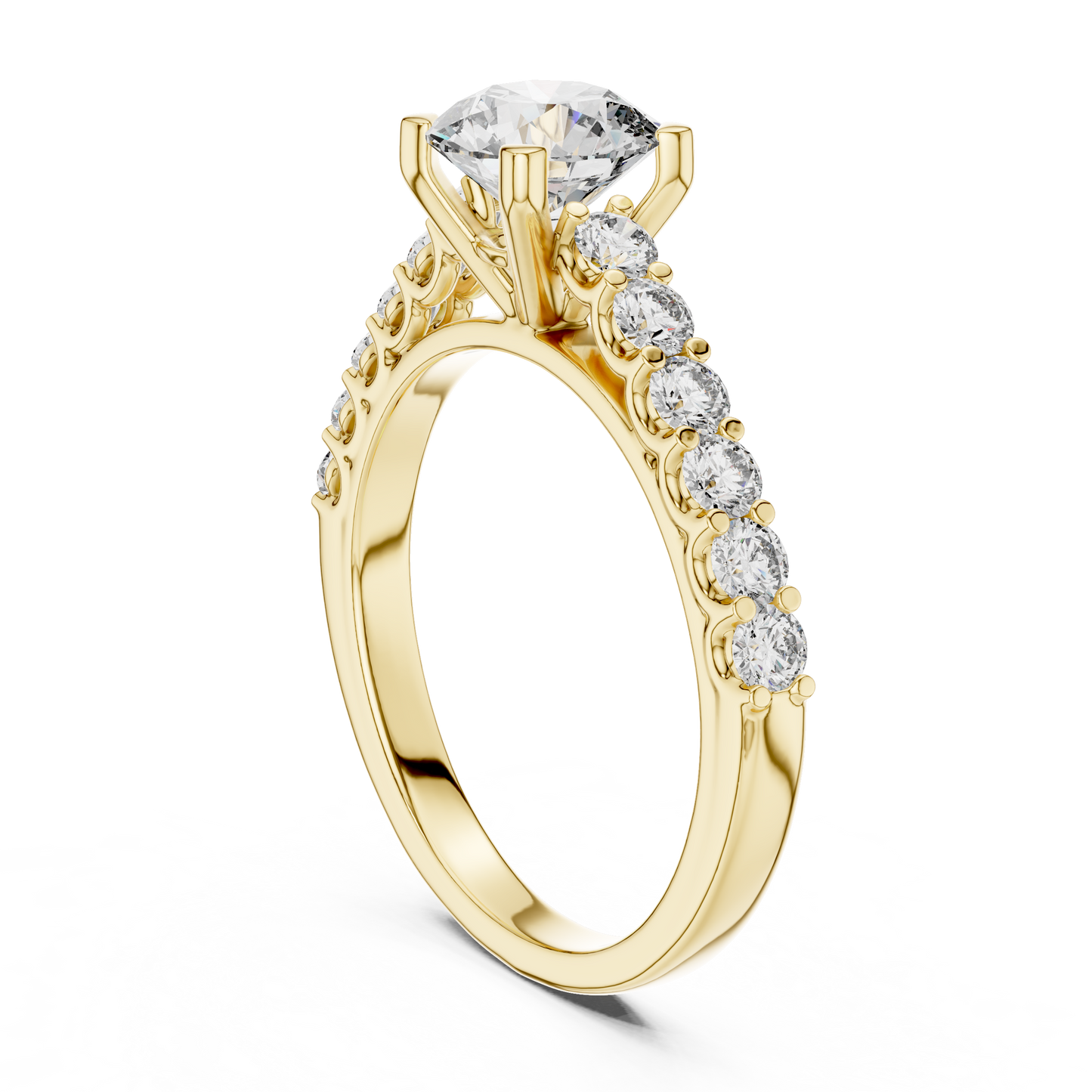 Round Pave Cathedral Solitaire Ring 1.5 CTW