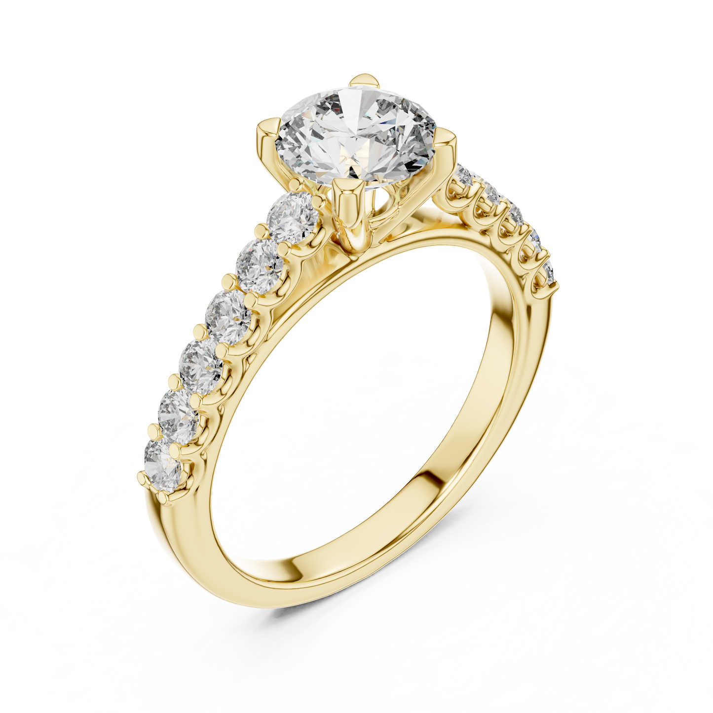 Round Pave Cathedral Solitaire Ring 1.5 CTW