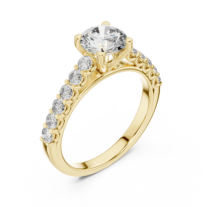 Round Pave Cathedral Solitaire Ring 1.5 CTW