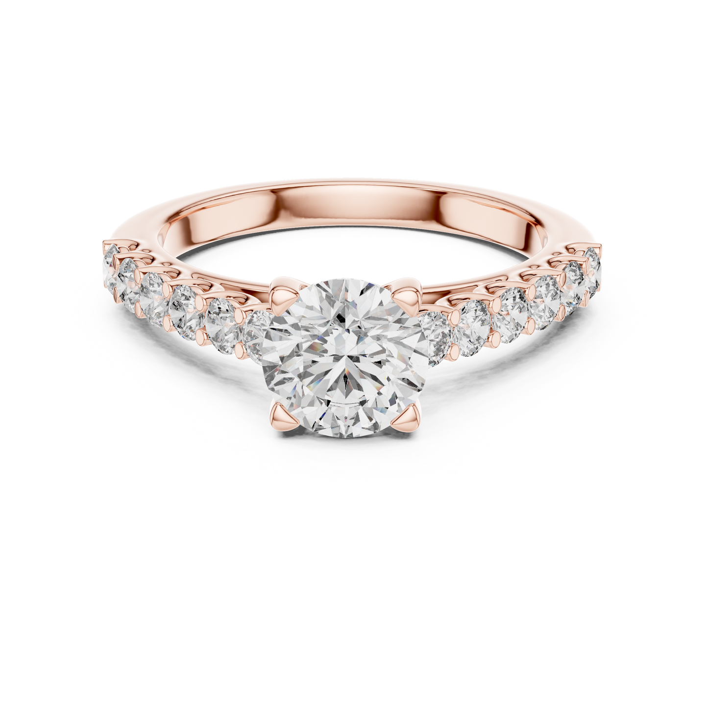 Round Pave Cathedral Solitaire Ring 1.5 CTW