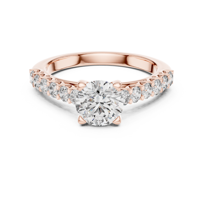 Round Pave Cathedral Solitaire Ring 1.5 CTW