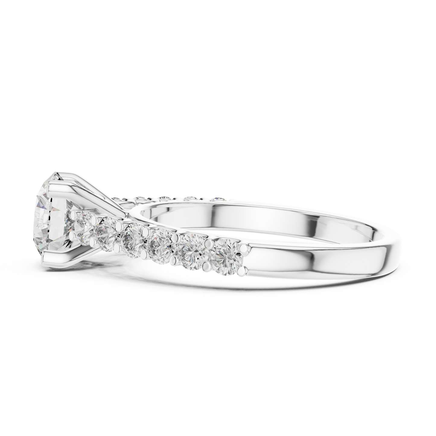 Round Pave Cathedral Solitaire Ring 1.5 CTW