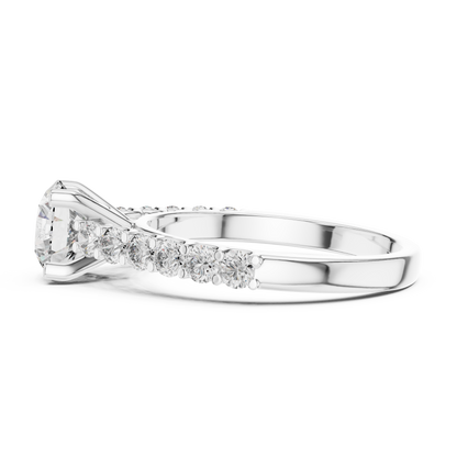 Round Pave Cathedral Solitaire Ring 1.5 CTW