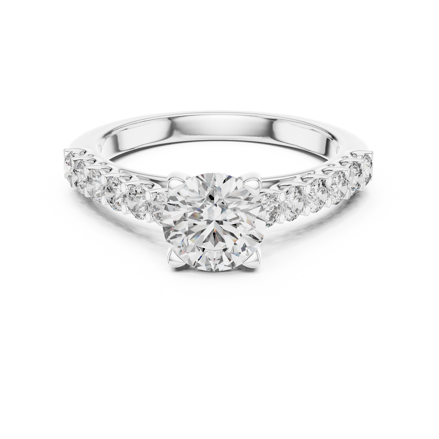Round Pave Cathedral Solitaire Ring 1.5 CTW