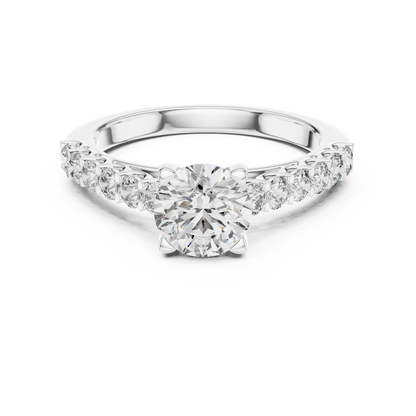 Round Pave Cathedral Solitaire Ring 1.5 CTW