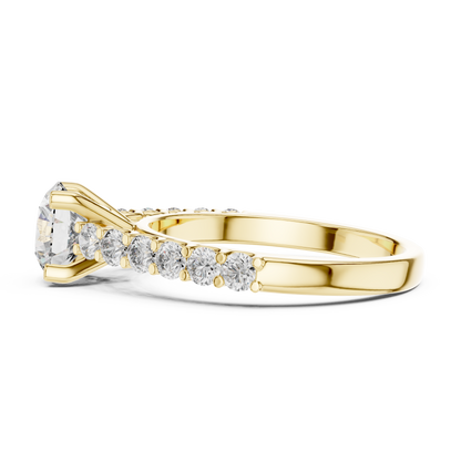 Round Pave Cathedral Solitaire Ring 1.5 CTW