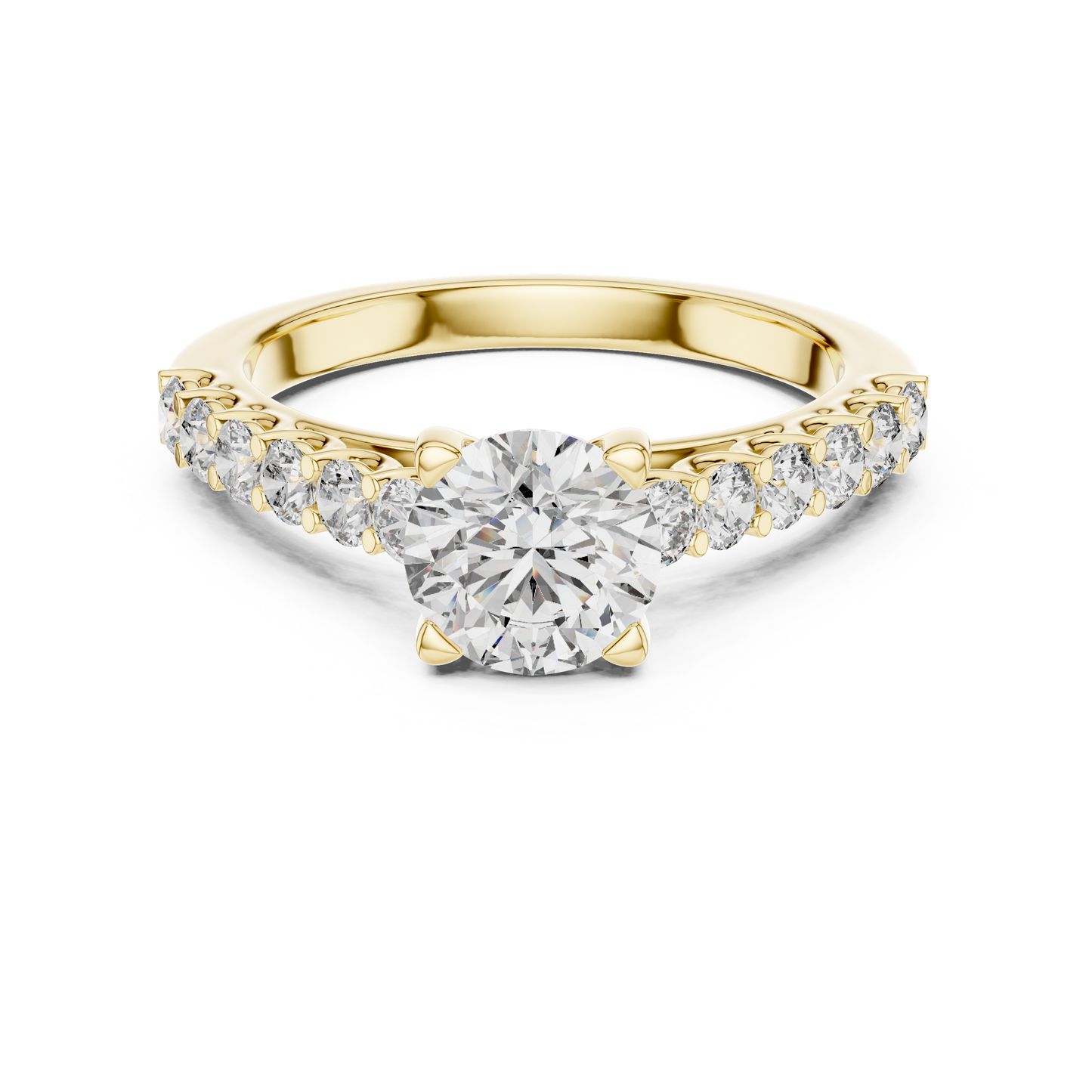 Round Pave Cathedral Solitaire Ring 1.5 CTW