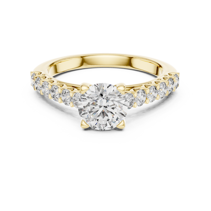 Round Pave Cathedral Solitaire Ring 1.5 CTW