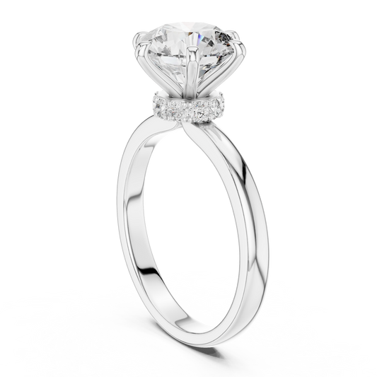 Round Brilliant Cathedral Hidden Halo Ring 2.15 CTW