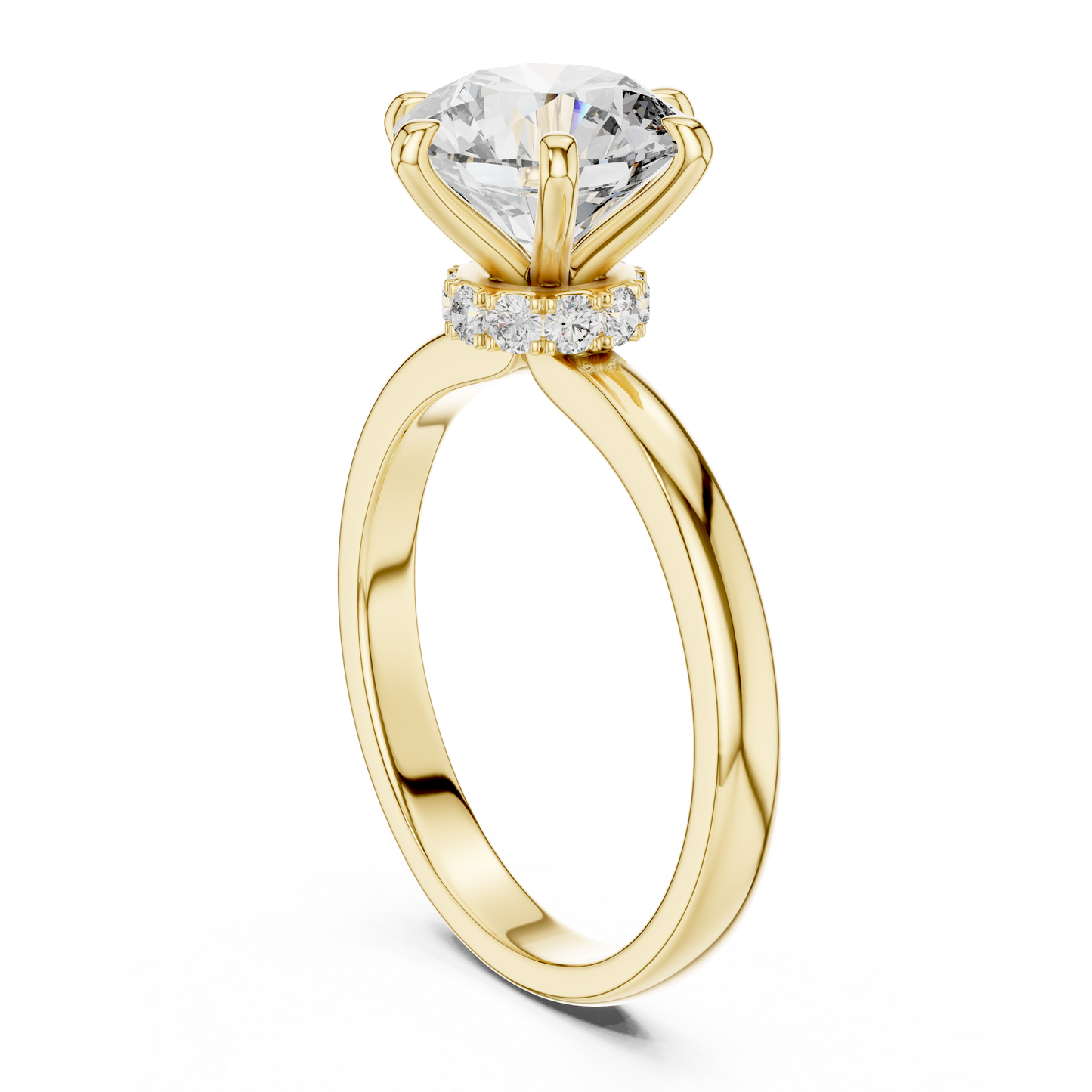Round Brilliant Cathedral Hidden Halo Ring 2.15 CTW