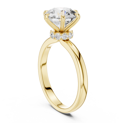 Round Brilliant Cathedral Hidden Halo Ring 2.15 CTW