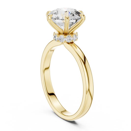 Round Brilliant Cathedral Hidden Halo Ring 2.15 CTW