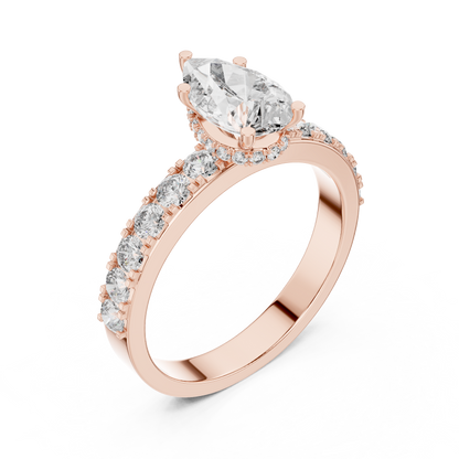 Pear Shaped Hidden Halo Pave Ring