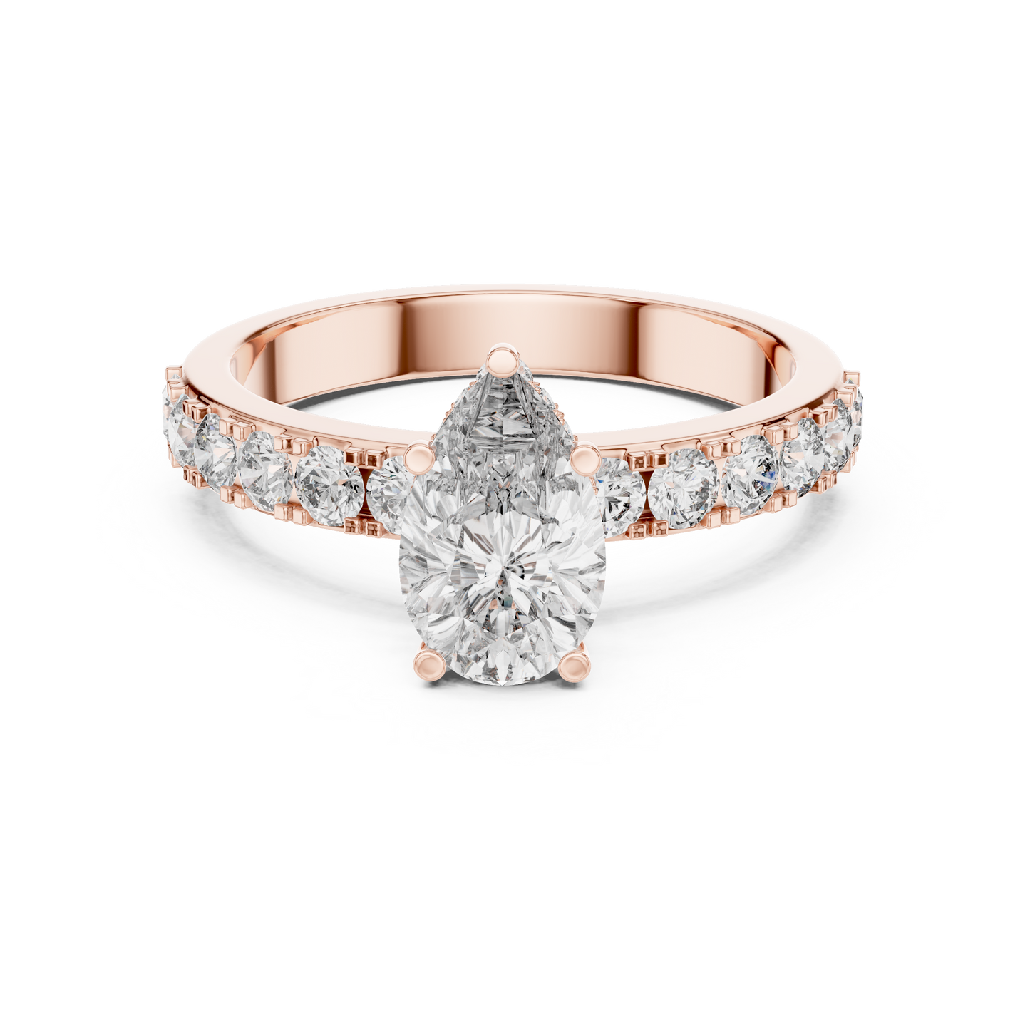 Pear Shaped Hidden Halo Pave Ring