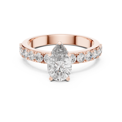 Pear Shaped Hidden Halo Pave Ring