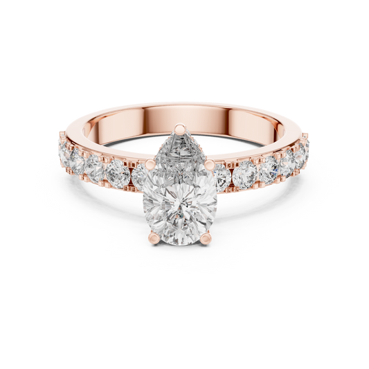 Pear Shaped Hidden Halo Pave Ring