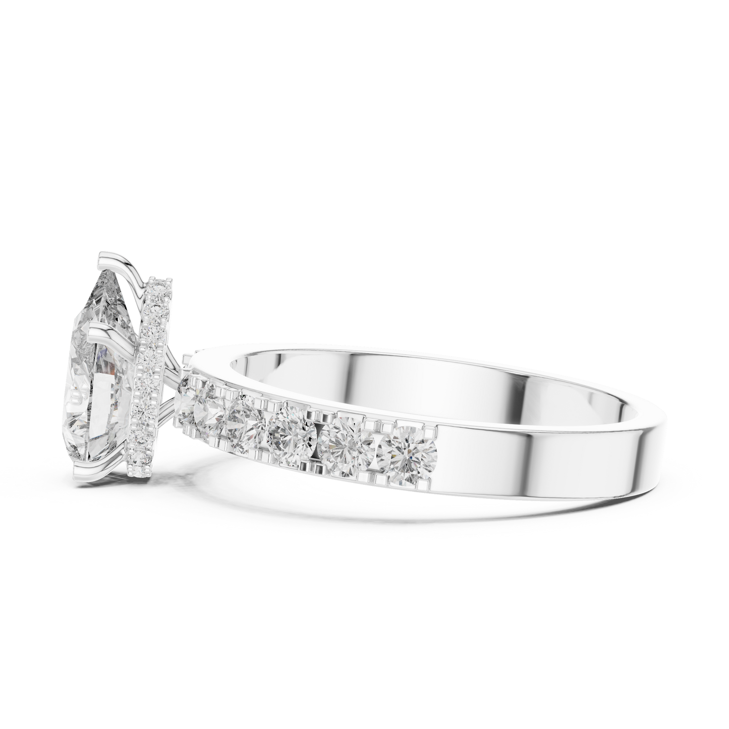 Pear Shaped Hidden Halo Pave Ring