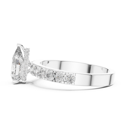 Pear Shaped Hidden Halo Pave Ring