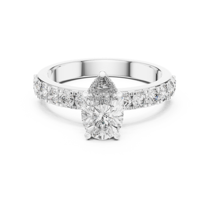 Pear Shaped Hidden Halo Pave Ring
