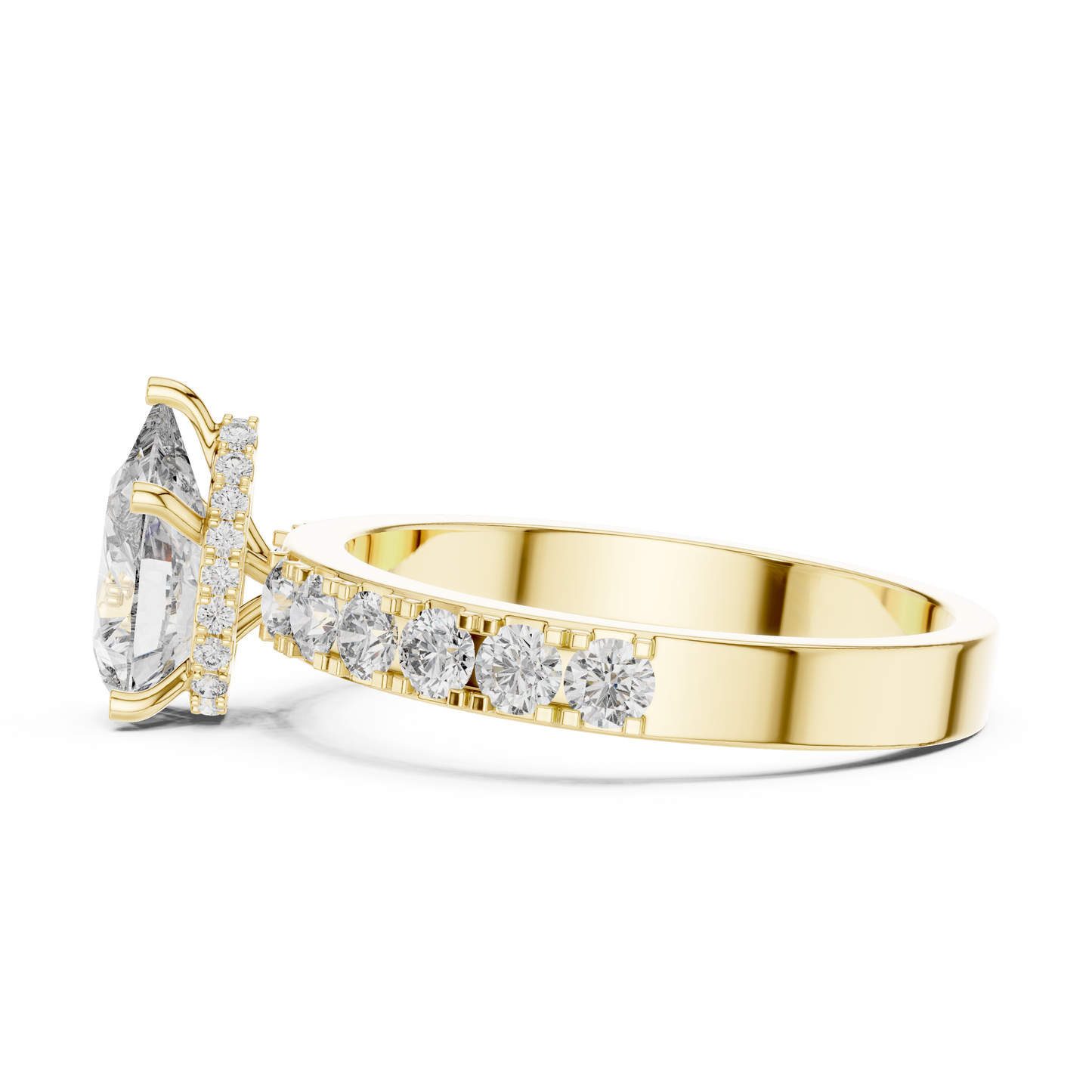 Pear Shaped Hidden Halo Pave Ring