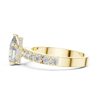 Pear Shaped Hidden Halo Pave Ring