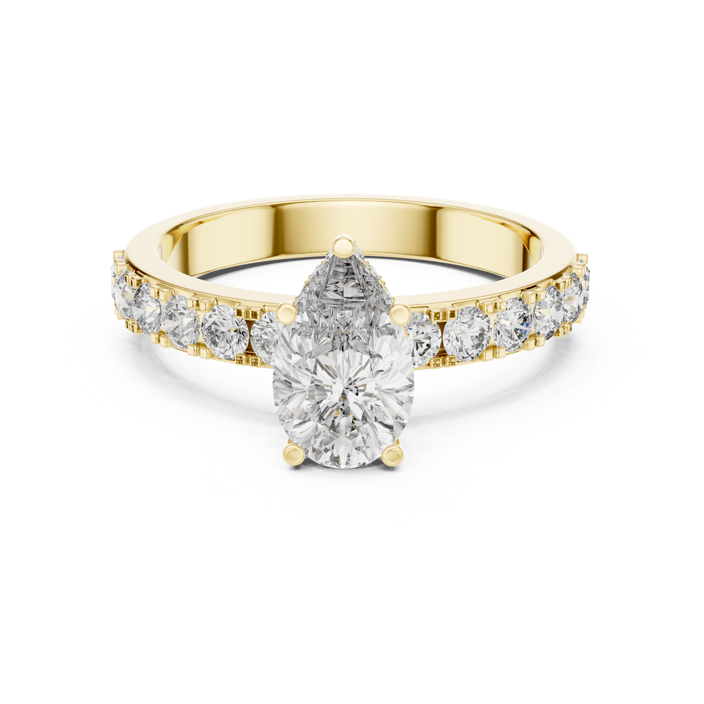 Pear Shaped Hidden Halo Pave Ring