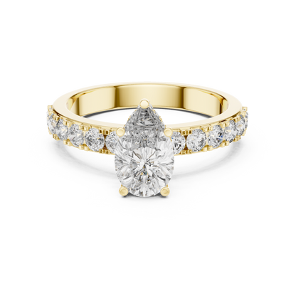 Pear Shaped Hidden Halo Pave Ring