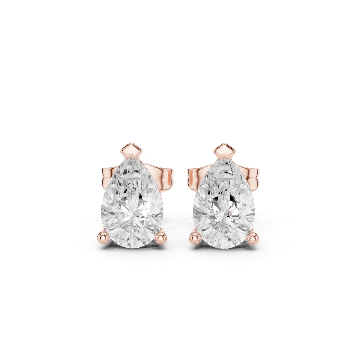 Classic Pear Shape Diamond Stud Earrings 2 CTW