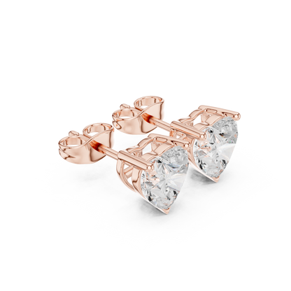 Classic Heart Shape Diamond Stud Earrings 2 CTW