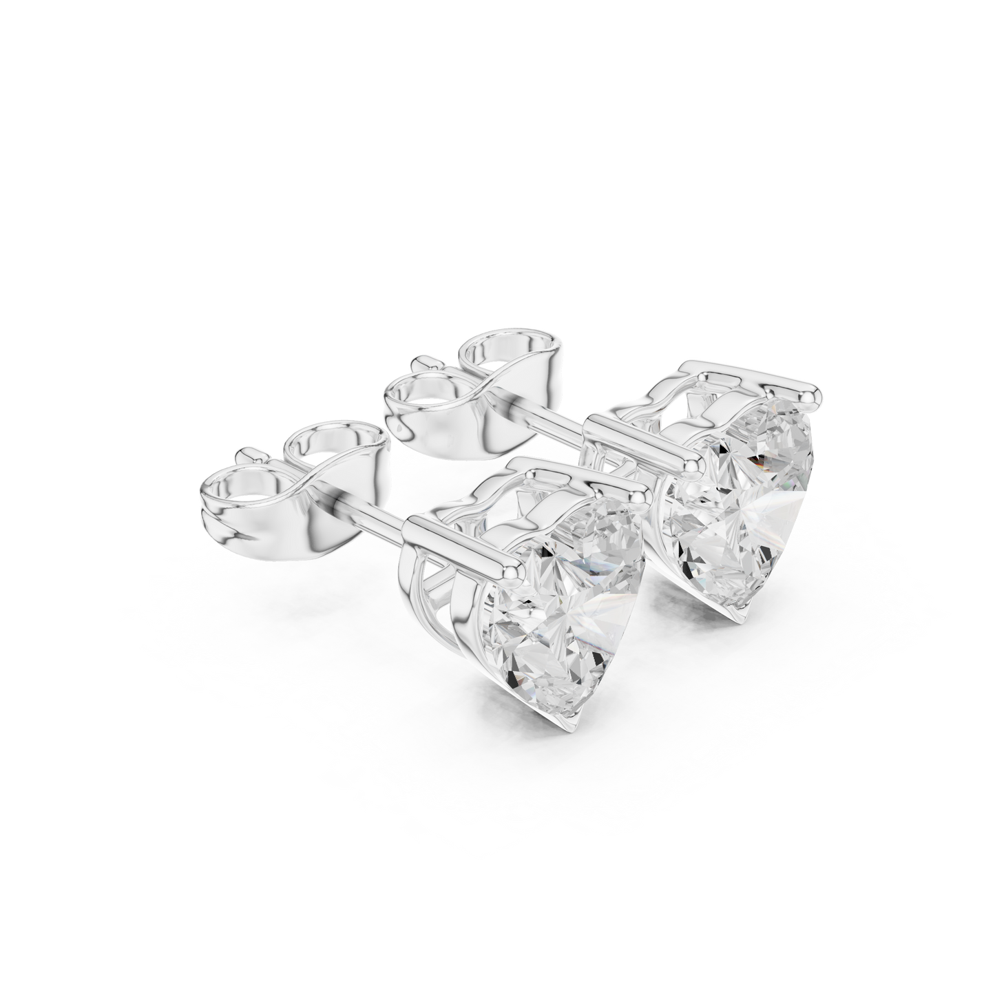 Classic Heart Shape Diamond Stud Earrings 2 CTW