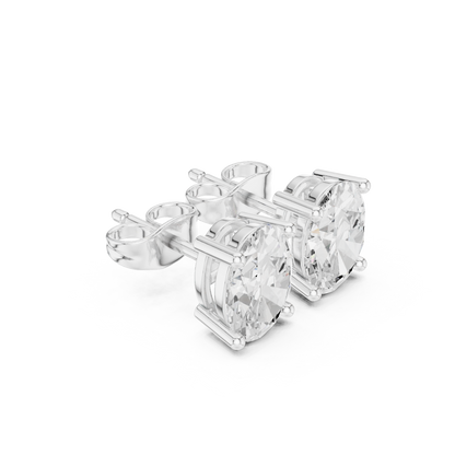 Classic Oval Shape Diamond Stud Earrings 2 CTW
