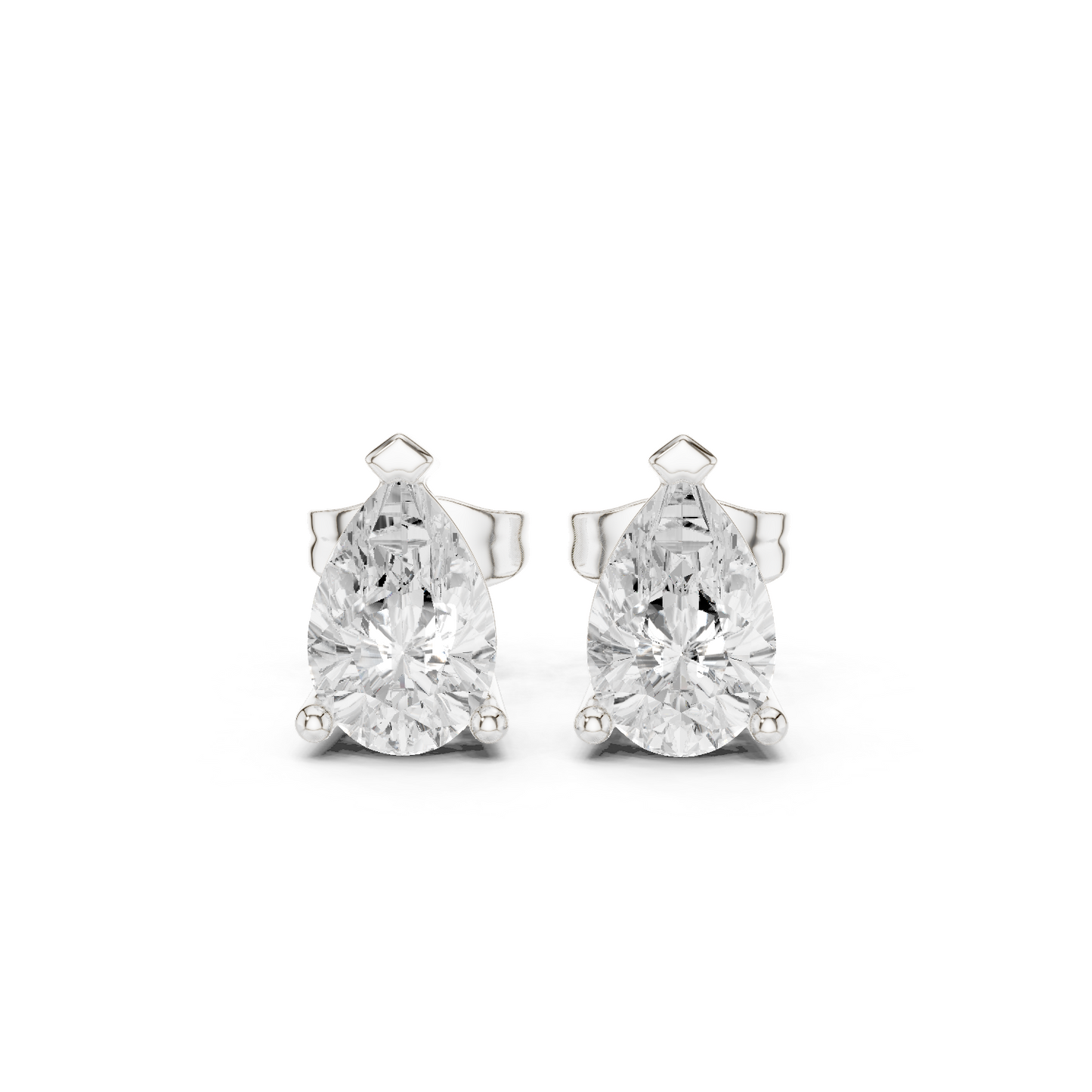 Classic Pear Shape Diamond Stud Earrings 2 CTW