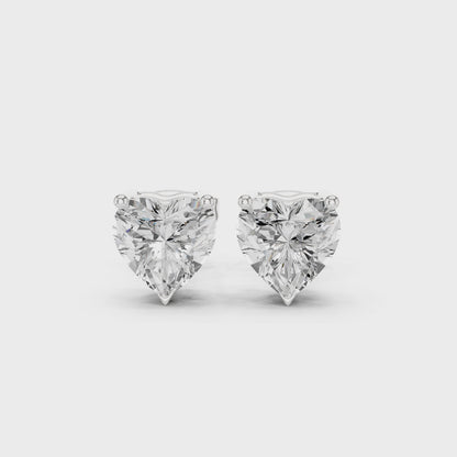Classic Heart Shape Diamond Stud Earrings 2 CTW