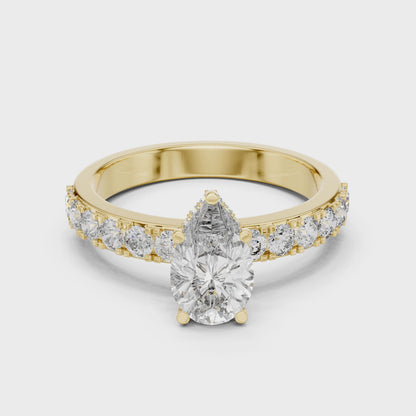 Pear Shaped Hidden Halo Pave Ring
