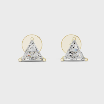 Trillion Cut Triangle Solitaire Diamond Stud Earrings 1.3 CTW