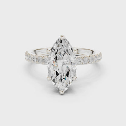 Marquise Cut Hidden Halo Pavé Engagement Ring 2.5 CTW